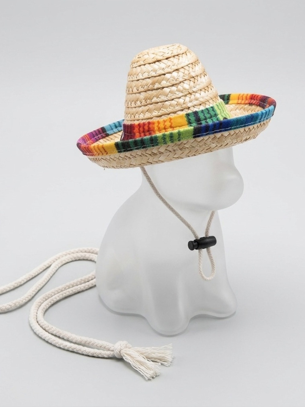 Colorful Straw Cat Sombrero Costume Hat w/ Adjustable Chin Strap